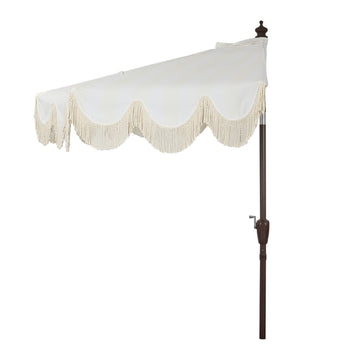 Beverly 9 ft. Designer Classic Scalloped Fringe Half Market Patio Umbrella